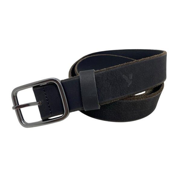 American Eagle Mens Dark‎ Brown Soft Genuine Leather Logo Preppy Size 33"-37" - Picture 1 of 7